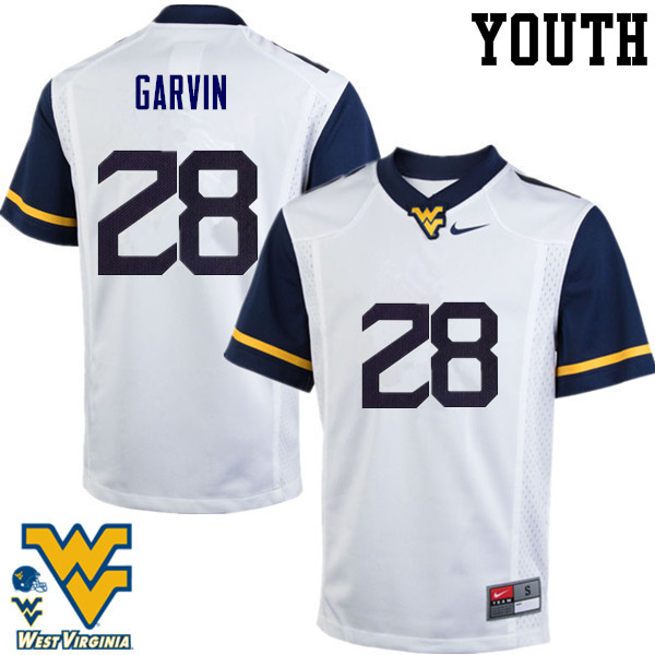 NCAA Youth Terence Garvin West Virginia Mountaineers White #28 Nike Stitched Football College Authentic Jersey FK23F76ZD